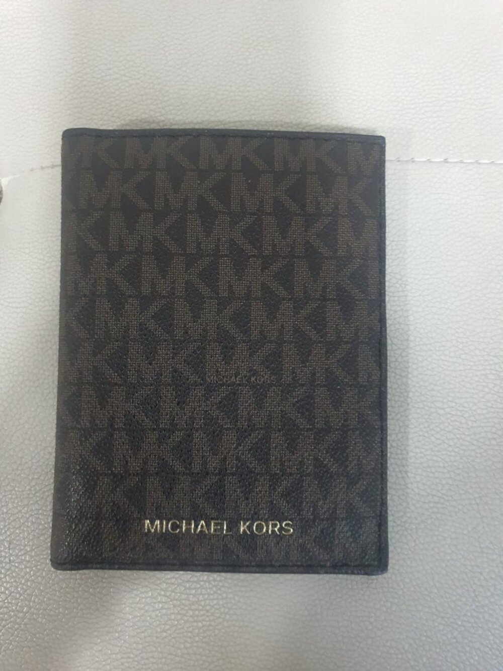 NWT Michael Kors Signature Brown Passport Holder Travel Wallet
